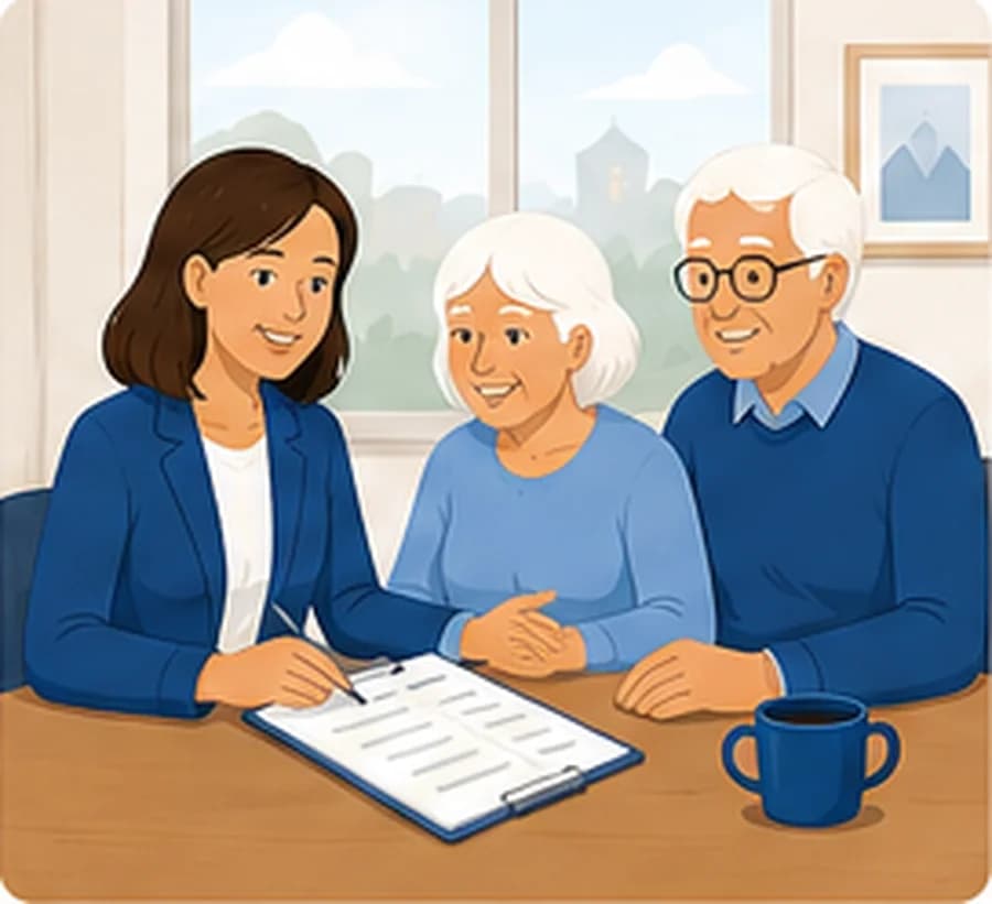 Licensed insurance agent helping a couple review Medicare options