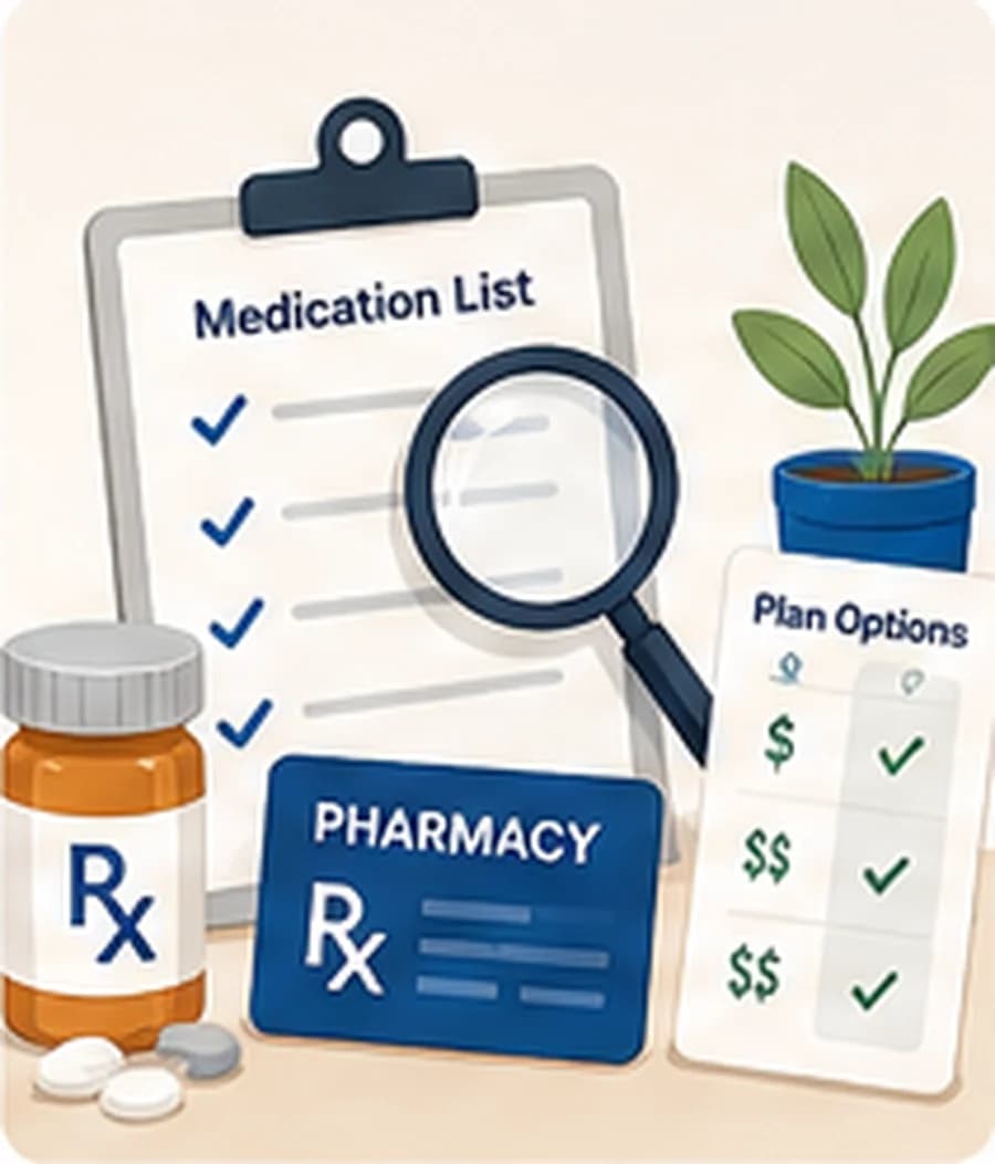 Reviewing prescriptions and pharmacy choices for Medicare drug coverage