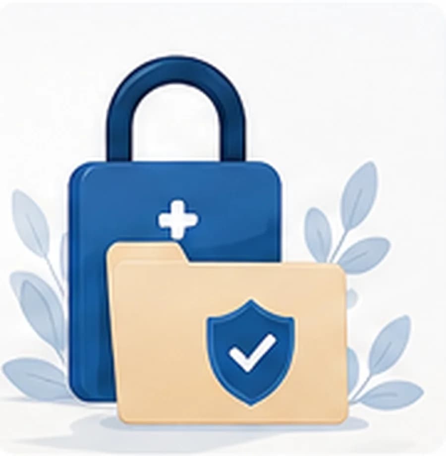 Secure private Medicare information and compliance review illustration