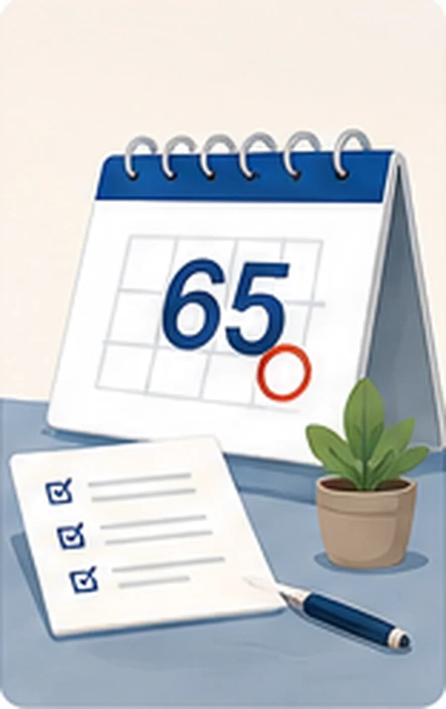 Adult reviewing a turning-65 Medicare planning checklist